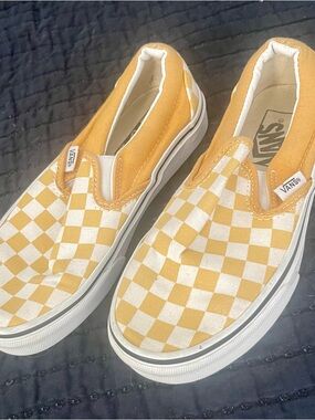 Vans Kids Slip-On Checkerboard Sneakers - Yellow & White